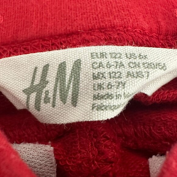 H&M Girls Red Heart Print Pants Size 6-7Y - Picture 4 of 6